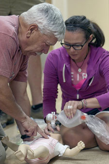 Picture of students working towards their Emergency Medical Technician-Basic Certificate at CMC.